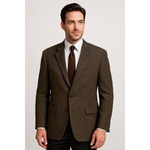 Lauren Ralph Lauren Men’s 44R Wool Blazer Brown Houndstooth 2 Button Jacket